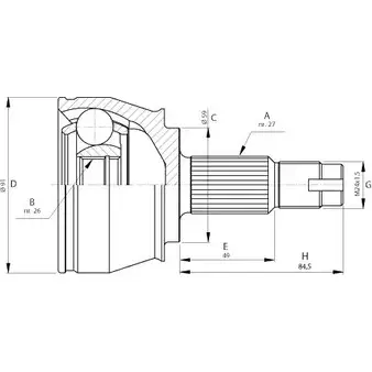 Шрус граната OPEN PARTS 5H 1VZEV 2772195 CVJ5712.10 DRZF0ID