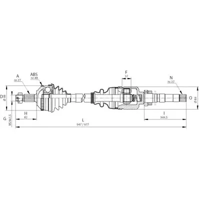 Приводной вал OPEN PARTS PBWJKR DRS6053.00 SR H6J8 2772245