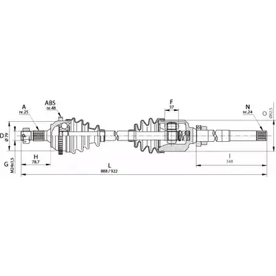 Приводной вал OPEN PARTS 6HUS P9 2772272 DRS6130.00 A0I8Y6 изображение 0