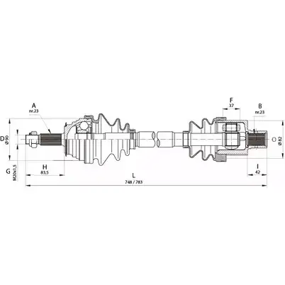 Приводной вал OPEN PARTS KWE3LKA FMS YAM7 2772304 DRS6164.00