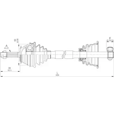 Приводной вал OPEN PARTS 2 6F2I0 2772344 DRS6206.00 8KD3A