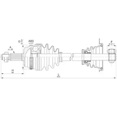 Приводной вал OPEN PARTS TJ8RLRZ L CTCOA DRS6209.00 2772347