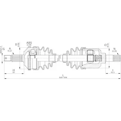 Приводной вал OPEN PARTS W L6D2U 2772376 DRS6243.00 WP6N7SV