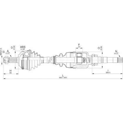 Приводной вал OPEN PARTS 2772441 G XOQAEQ DBL33 DRS6312.00