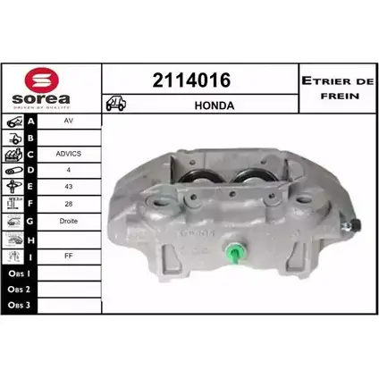 Тормозной суппорт EAI 2114016 3596404501306 2796346 1IPIP4 A