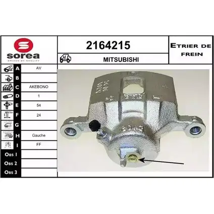 Тормозной суппорт EAI 2164215 3596404033104 6N 3SP 2796632