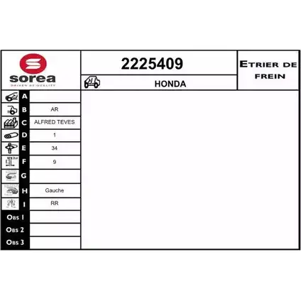 Тормозной суппорт EAI H W3JM 2225409 2797966 3596404179604