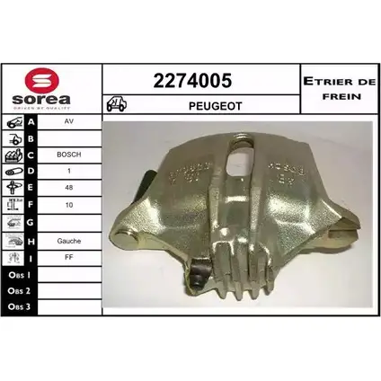 Тормозной суппорт EAI 2274005 3596404212202 MH 3EK 2798260