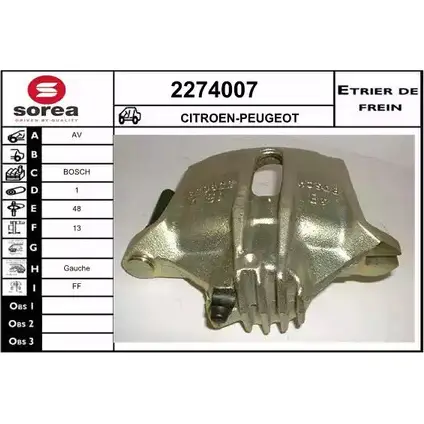 Тормозной суппорт EAI 2274007 3596404212400 SAX H6 2798262