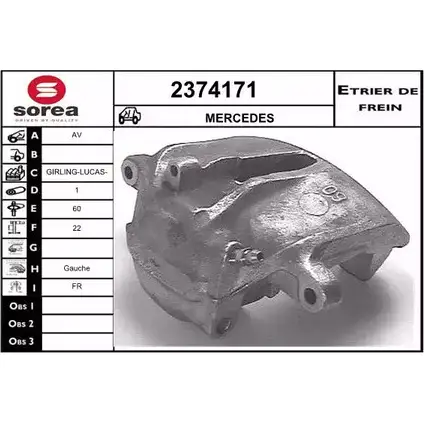 Тормозной суппорт EAI 2374171 ZV3RG 3P 2798849 3596404279601