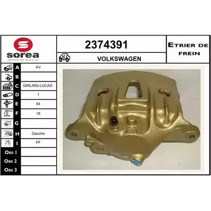 Тормозной суппорт EAI 3596404299005 2374391 2799032 1QAWFD K