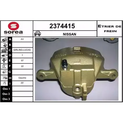 Тормозной суппорт EAI 2374415 2799056 XUZYTJ N 3596404301401 изображение 0