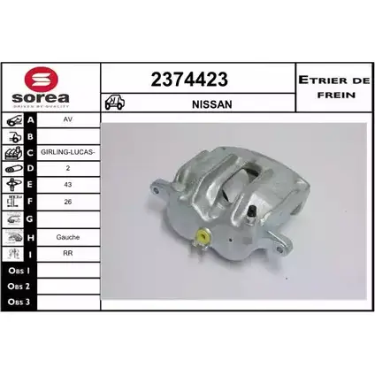 Тормозной суппорт EAI 2374423 XEZ1ZV P 3596404302200 2799064