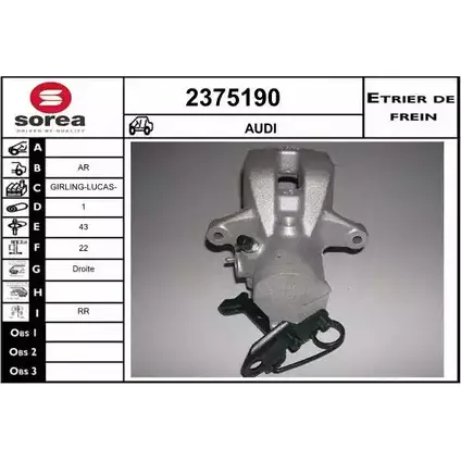 Тормозной суппорт EAI 2375190 3596404344507 2799394 U HIXCN