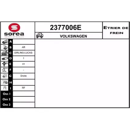 Тормозной суппорт EAI 2377006E 2799613 3596404518908 CMMB 2