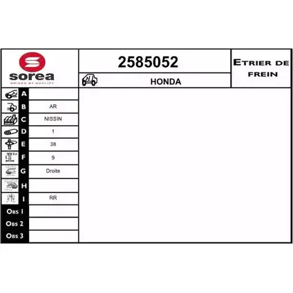 Тормозной суппорт EAI 2585052 2800174 3596404423301 3J TQ9