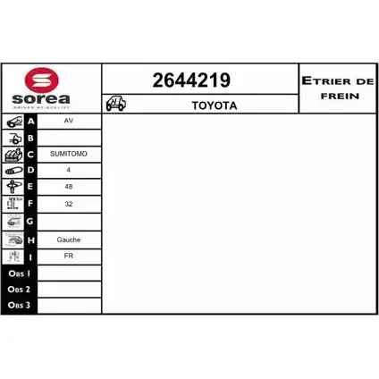 Тормозной суппорт EAI 2800395 3596404450604 2644219 V BMJT2 изображение 0