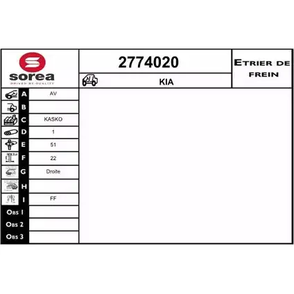 Тормозной суппорт EAI 2774020 2800625 3596404474709 FJC 6W1