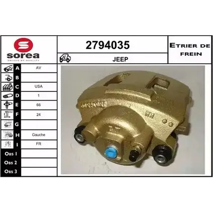 Тормозной суппорт EAI 2794035 2800701 3596404483404 Y VNFH2Y изображение 0