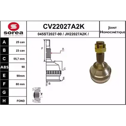 Шрус граната EAI CV22027A2K 2803576 CV22027A2K 045ST20 27-90