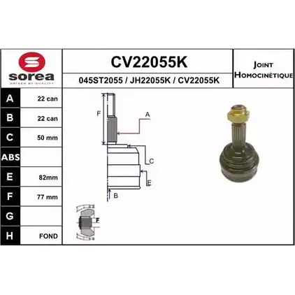 Шрус граната EAI 2803615 CV22055K 0 45ST2055 CV22055K изображение 0