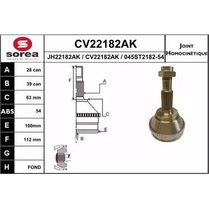 Шрус граната EAI 2803792 045ST21 82-54 CV22182AK CV22182AK изображение 0