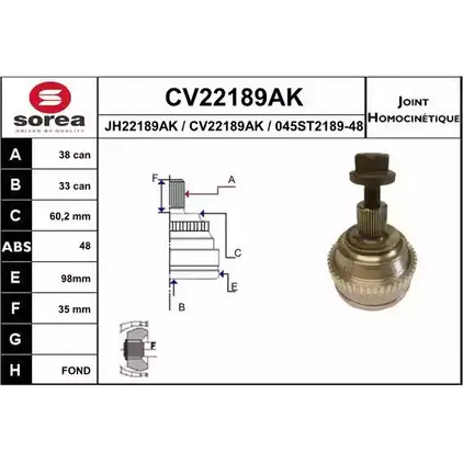 Шрус граната EAI CV22189AK CV22189AK 2803806 045ST2189- 48