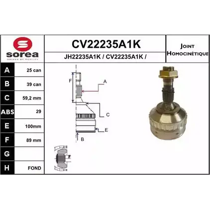 Шрус граната EAI CV22235A1K CV22235A1K 2803872 045ST 2235-29 изображение 0