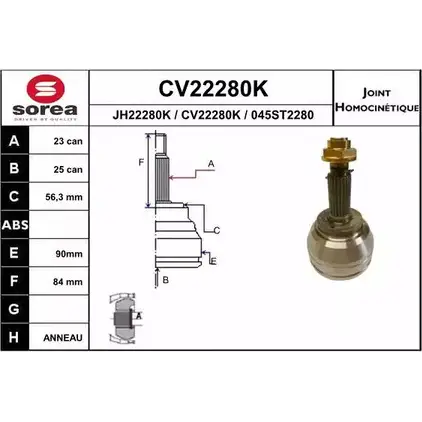 Шрус граната EAI 2803935 CV22280K 04 5ST2280 CV22280K