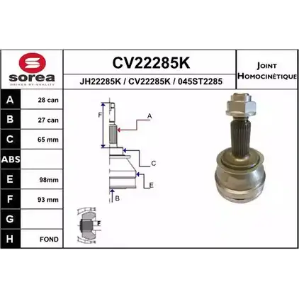 Шрус граната EAI 045ST22 85 2803944 CV22285K CV22285K изображение 0