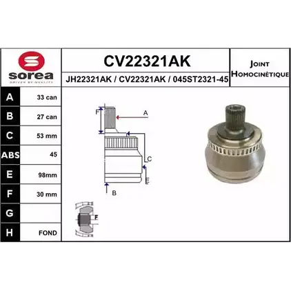 Шрус граната EAI CV22321AK 045ST2321- 45 2804000 CV22321AK