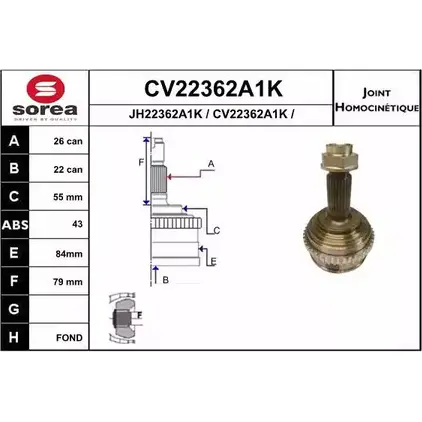 Шрус граната EAI CV22362A1K CV22362A1K 2804059 045ST2362-4 3