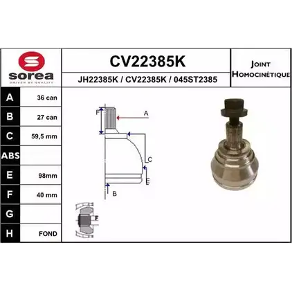 Шрус граната EAI 045ST 2385 CV22385K 2804087 CV22385K изображение 0