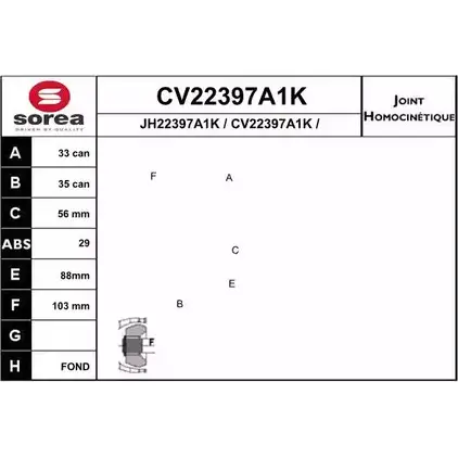 Шрус граната EAI CV22397A1K 2804102 CV22397A1K 045ST 2397-29 изображение 0