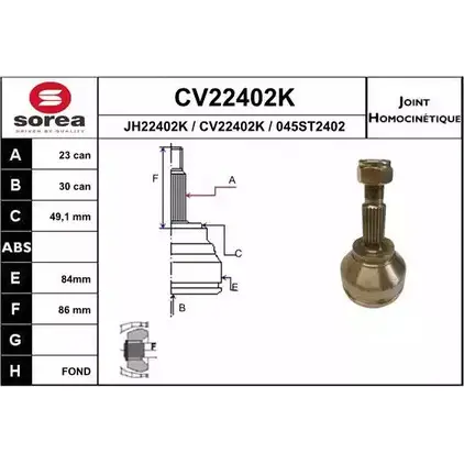 Шрус граната EAI CV22402K CV22402K 045ST24 02 2804109 изображение 0