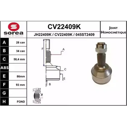 Шрус граната EAI 2804117 045ST24 09 CV22409K CV22409K изображение 0
