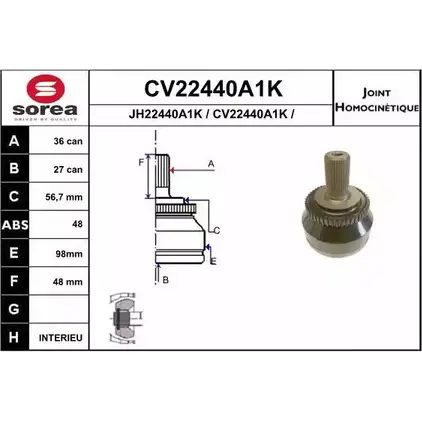 Шрус граната EAI 2804150 CV22440A1K 045ST2440- 48 CV22440A1K изображение 0