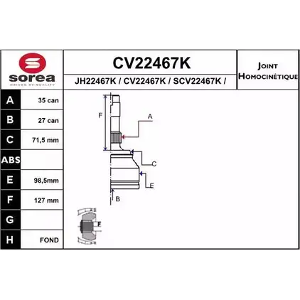 Шрус граната EAI 2804180 CV22467K 045 ST2467 CV22467K изображение 0