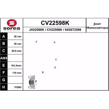 Шрус граната EAI 2804317 045ST2 598 CV22598K CV22598K