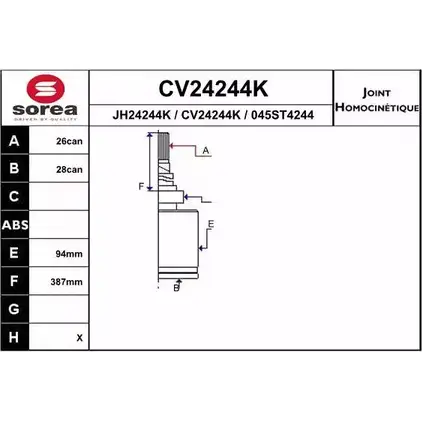 Шрус граната EAI 2804542 CV24244K CV24244K 045ST424 4