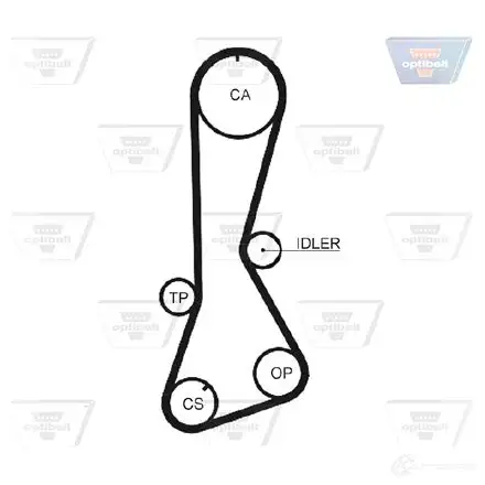 Комплект ремня ГРМ OPTIBELT ZRK1006 787663 kt1056 HR 39123 x 24 mm изображение 2