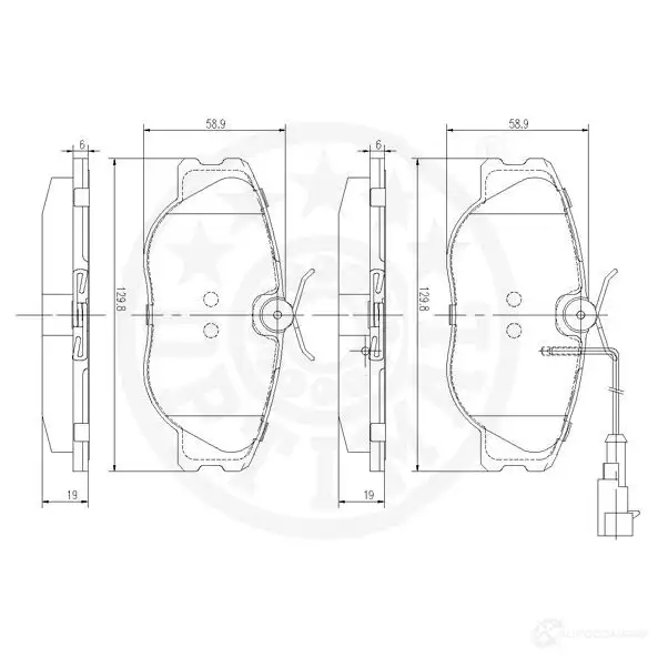 Тормозные колодки дисковые, комплект OPTIMAL 23168 21 147 1271399 10054 изображение 2
