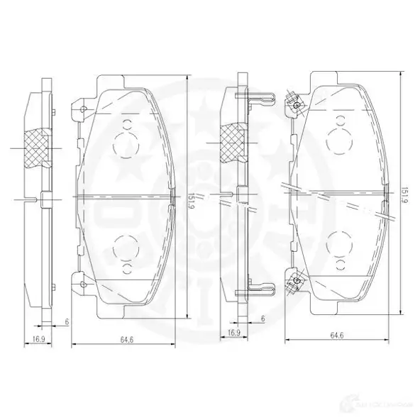 Тормозные колодки дисковые, комплект OPTIMAL 4031185294393 12367 8UO 2JI 1272058 изображение 2