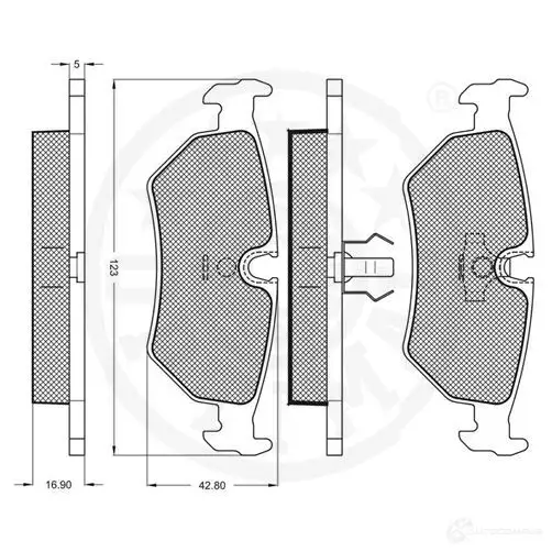 Тормозные колодки дисковые, комплект OPTIMAL 4AC7K TW 1274351 4031185142793 9676 изображение 2