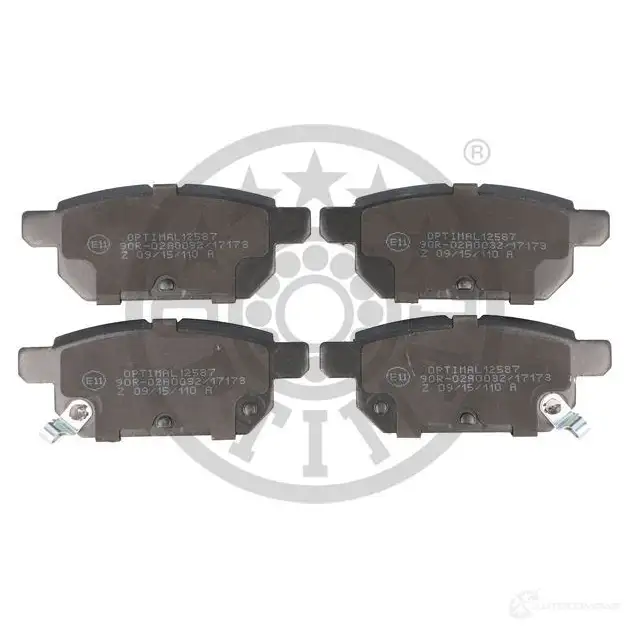Тормозные колодки дисковые, комплект OPTIMAL 1424925452 4058787129236 BP-12587 522Z V - Изображение 1