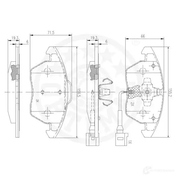 Тормозные колодки дисковые, комплект OPTIMAL 4031185371407 CN 3LK1P 1272221 12531 изображение 0