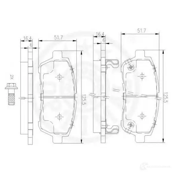 Тормозные колодки, комплект OPTIMAL 12447 1272138 AH WFHAN 4031185338066 изображение 2