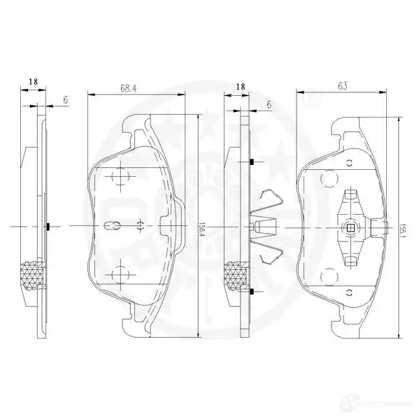 Тормозные колодки дисковые, комплект OPTIMAL 12513 1272204 RJ4E4 UX 4031185371223 изображение 2