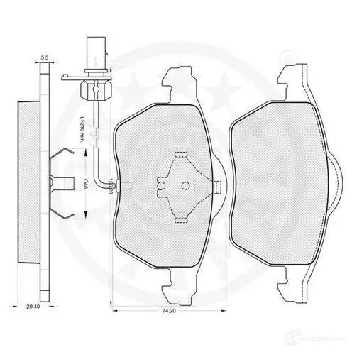 Тормозные колодки дисковые, комплект OPTIMAL 12076 1271790 206 76 23018 изображение 2