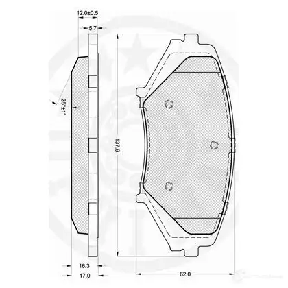 Тормозные колодки дисковые, комплект OPTIMAL 1271941 QP0M2SL 24 042 12237 изображение 2